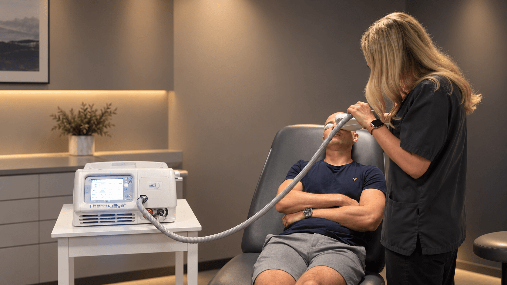 ThermaEye Plus IPL treatment for dry eye being performed at the X-Vision clinic