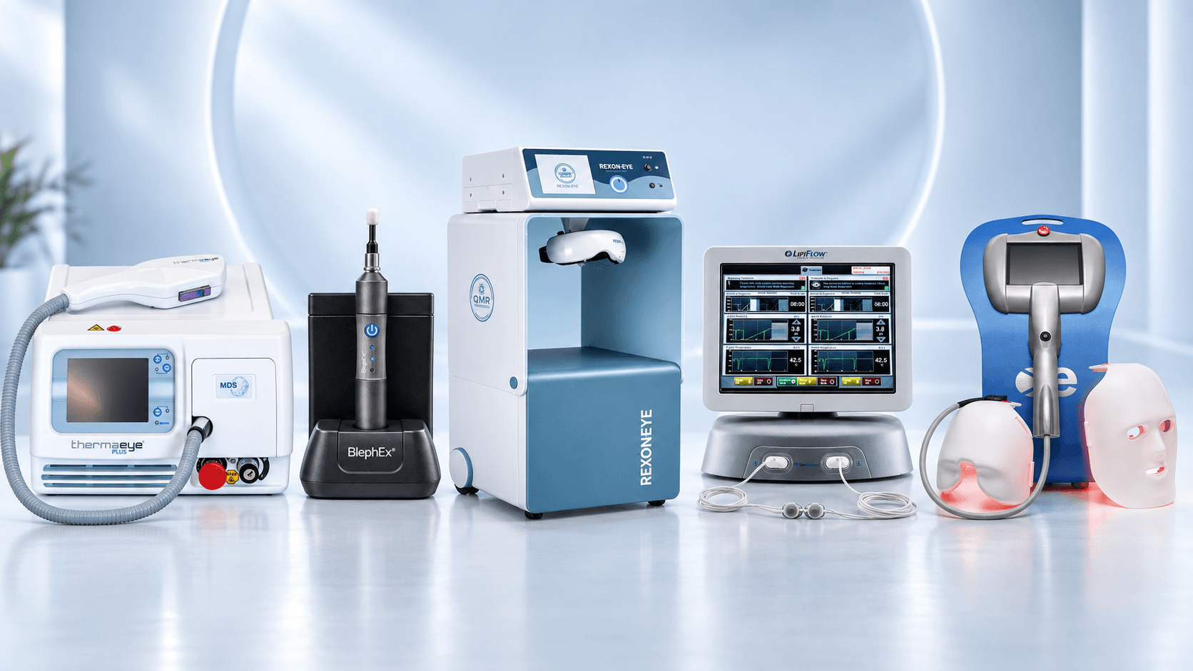 X-Vision's dry eye treatment equipment – ThermaEye Plus IPL, BlephEx, REXON-Eye QMR, LipiFlow and Eye-Light